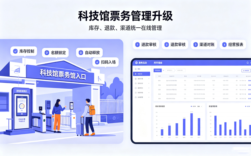 科技馆票务系统怎么做库存控制、退款管理和渠道管理？