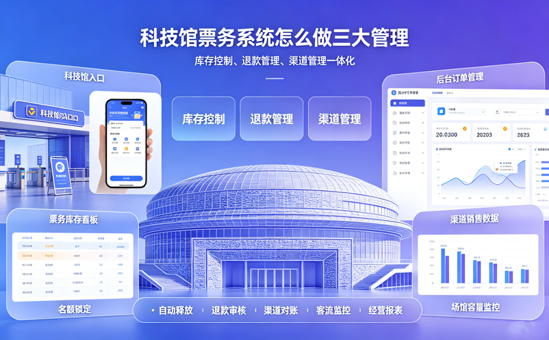 科技馆票务系统怎么做库存控制、退款管理和渠道管理？