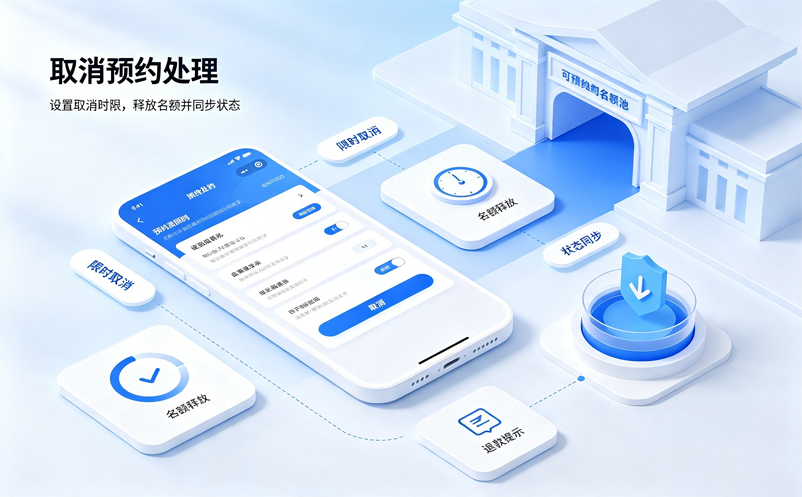 博物馆预约系统如何处理取消预约、迟到与爽约？