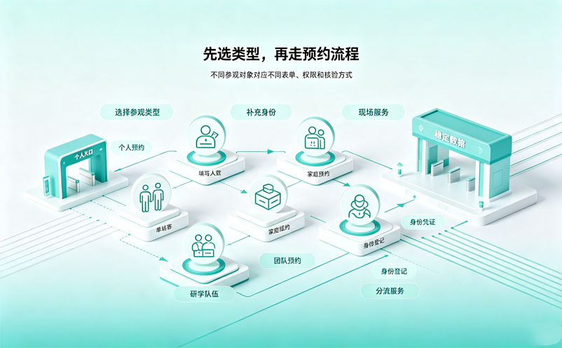 科技馆预约系统怎样区分个人观众、亲子家庭与研学团队？