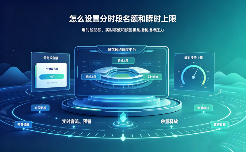 场馆预约系统如何设置分时段名额与瞬时接待上限？