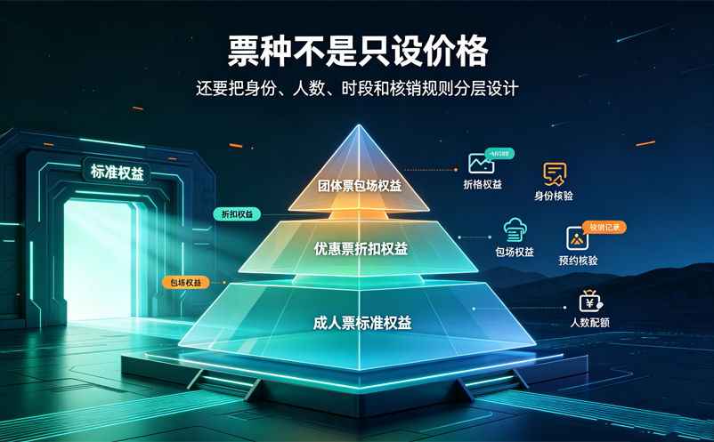 场馆门票管理系统如何设计成人票、优惠票与团体票？