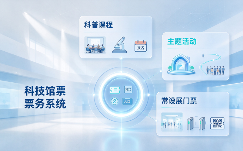 科技馆票务系统如何管理科普课程、主题活动和常设展门票