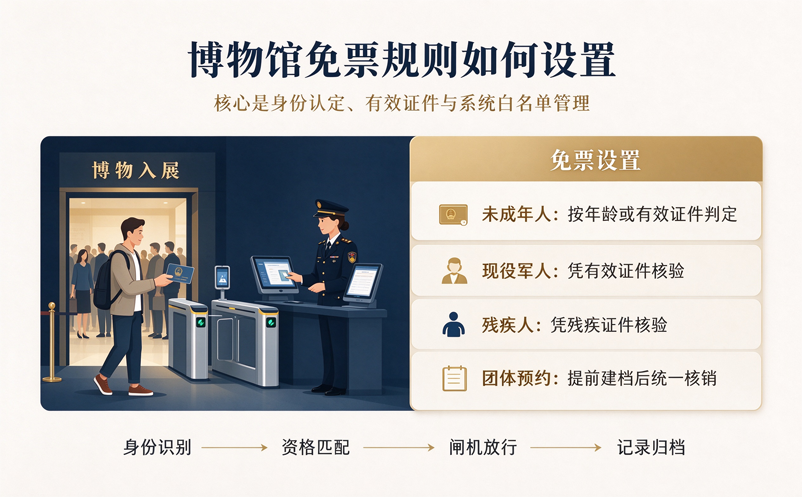博物馆门票管理系统如何设置免票、优待票和特殊人群入馆规则？